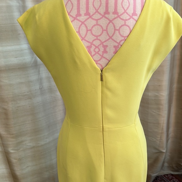 Rachel Roy polyester chartreuse dress size 10 flattering  midi dress - Picture 3 of 8